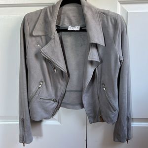 Faux Suede Short Zipper Jacket